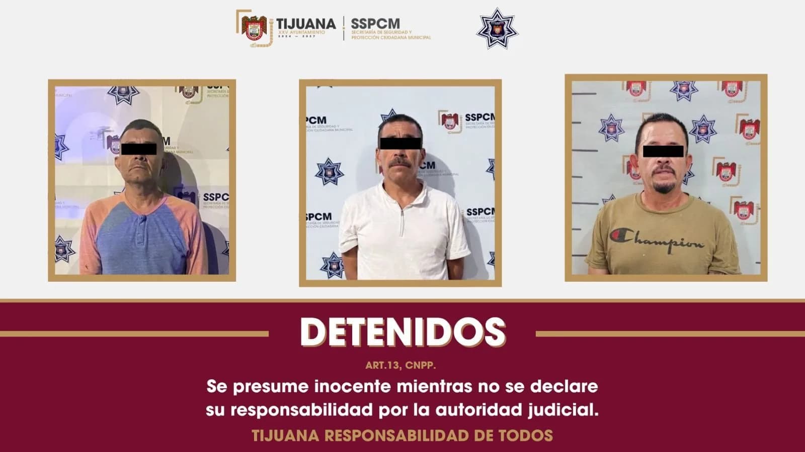 Detiene Policía Municipal a tres personas con órdenes de aprehensión vigentes